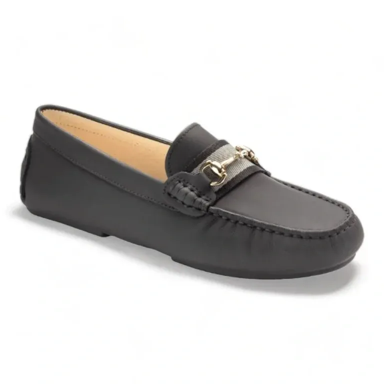 2493 - Black Sahara Leather Soft Loafer for Girl by London Kids