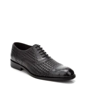 28FLPUE - Cuadra gray dress alligator woven oxford cap toe shoes for men