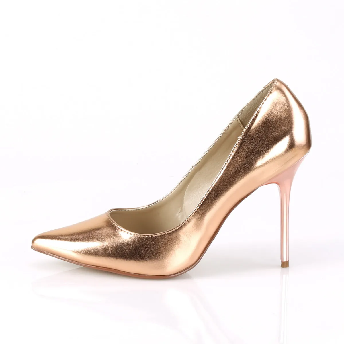 4 Inches Rose Gold Metallic Classic Stilettos