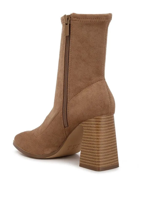 Aandid High Ankle Flared Block Heel Boots