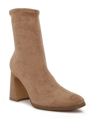 Aandid High Ankle Flared Block Heel Boots