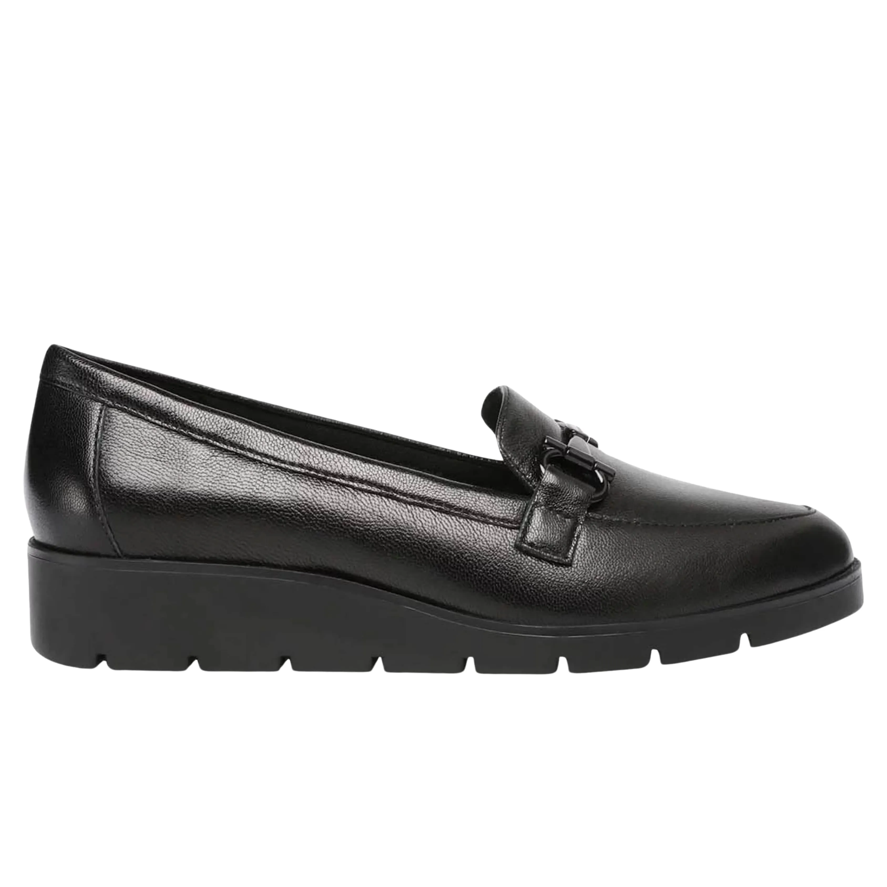 ANNE KLEIN - Round Toe Wedge Slip on Leather Loafers