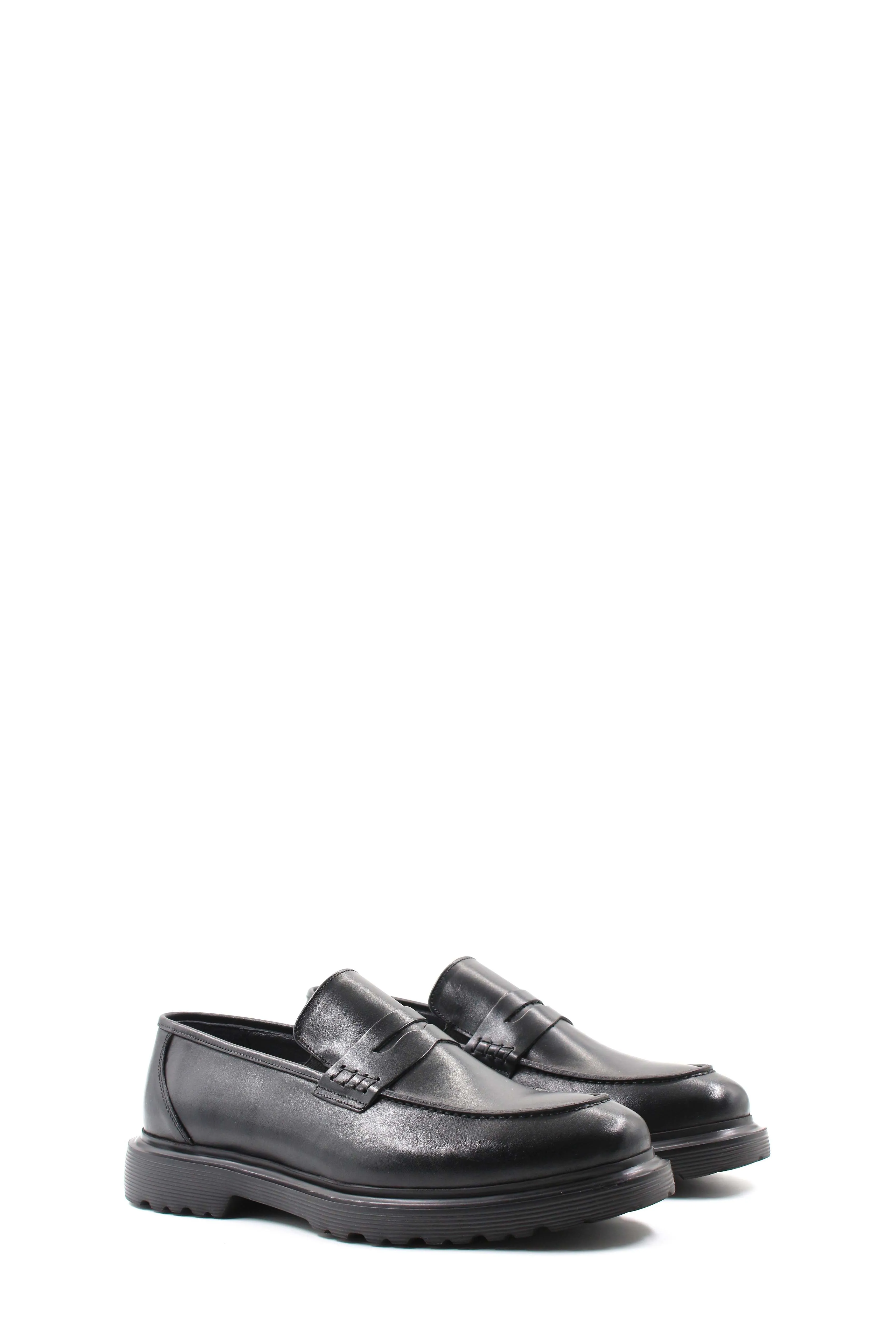 Black Leather Chunky Loafers Wessi