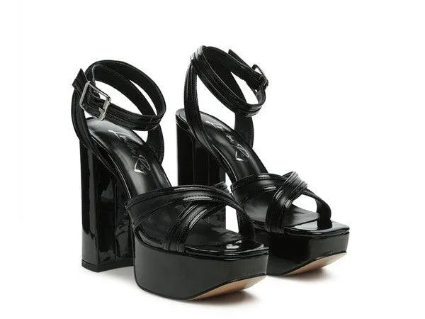 Black Nyle Platform Heeled Sandals