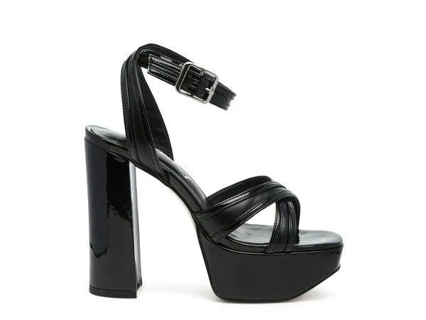 Black Nyle Platform Heeled Sandals