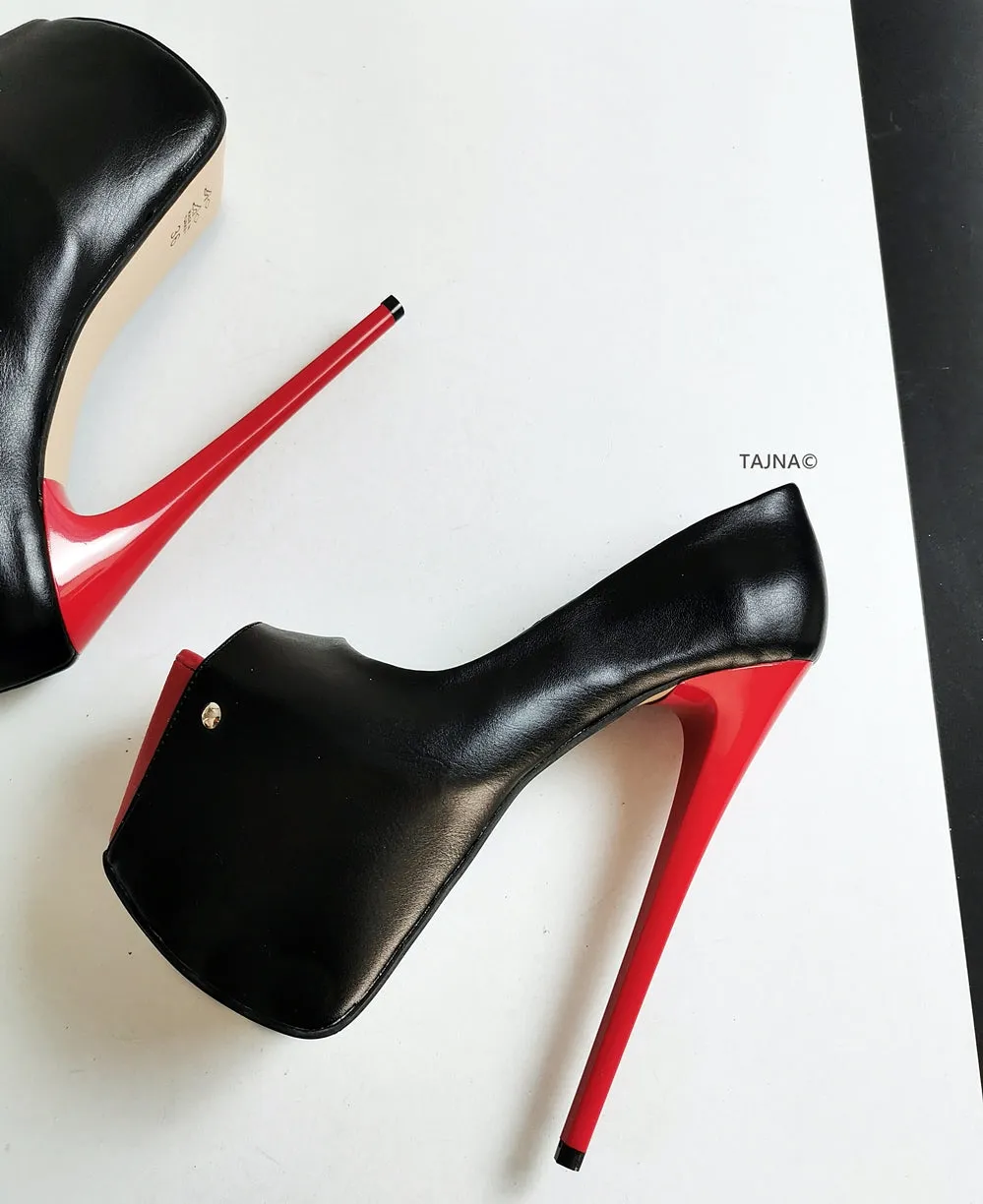 Black Red Peep Toe 19 cm High Heels