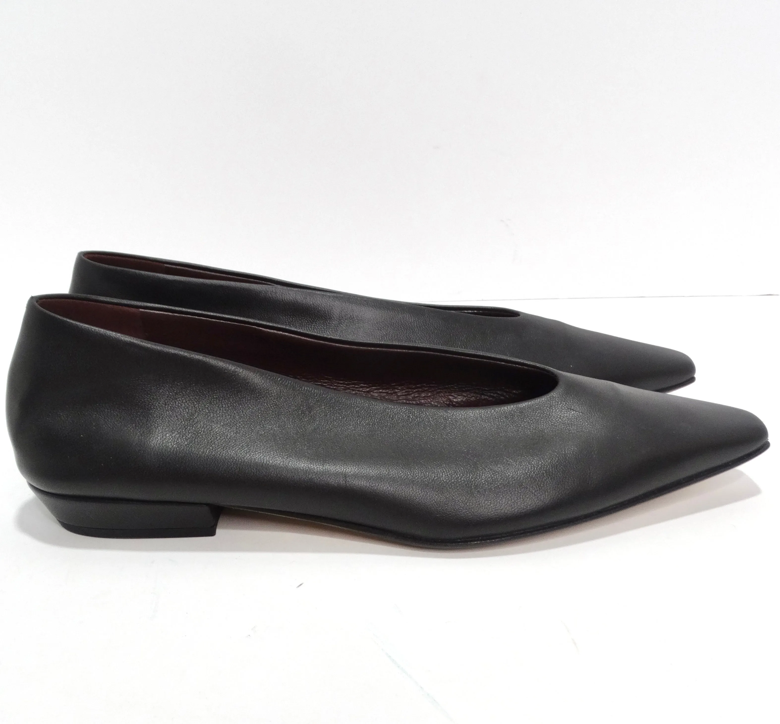 Bottega Veneta Almond Black Leather Flats