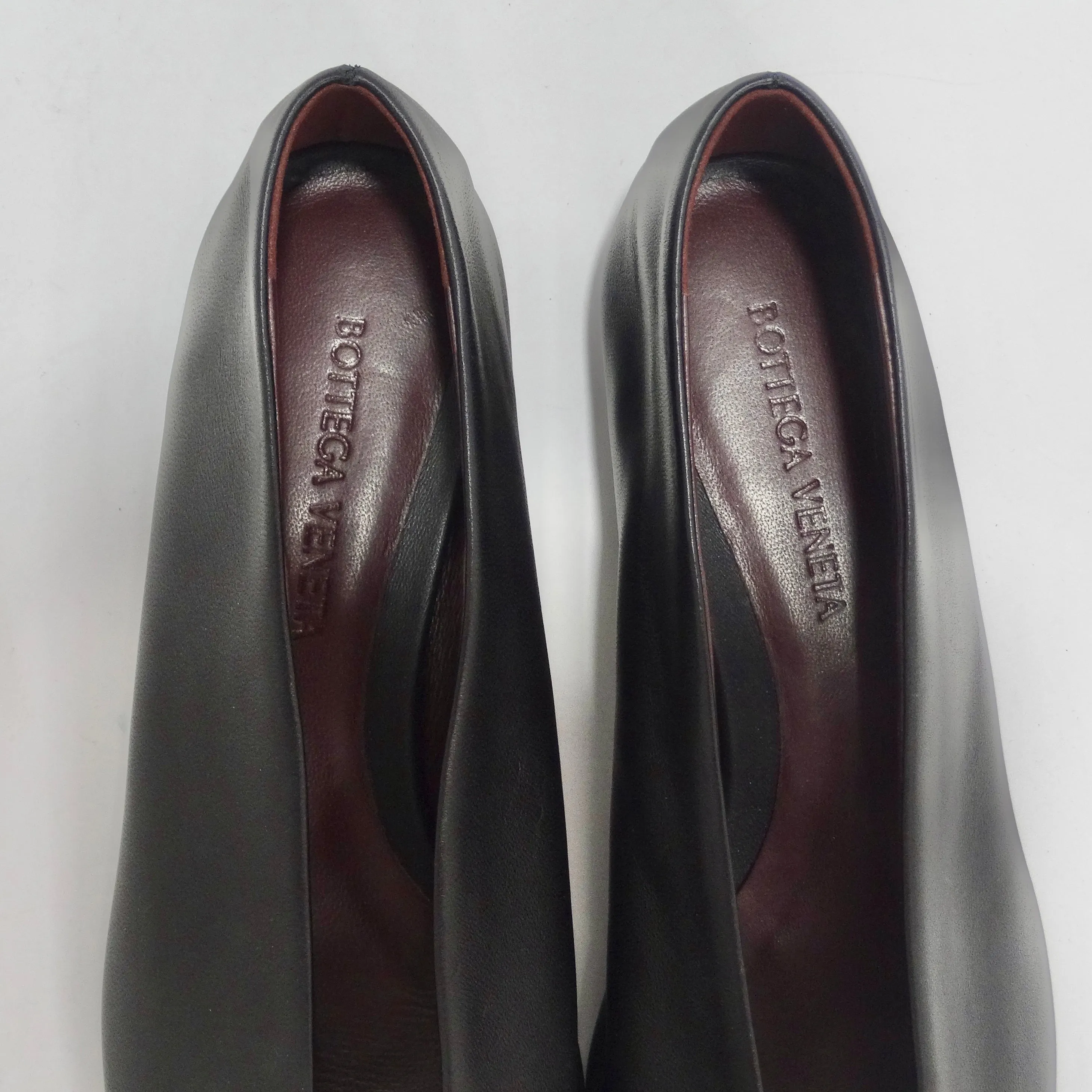 Bottega Veneta Almond Black Leather Flats