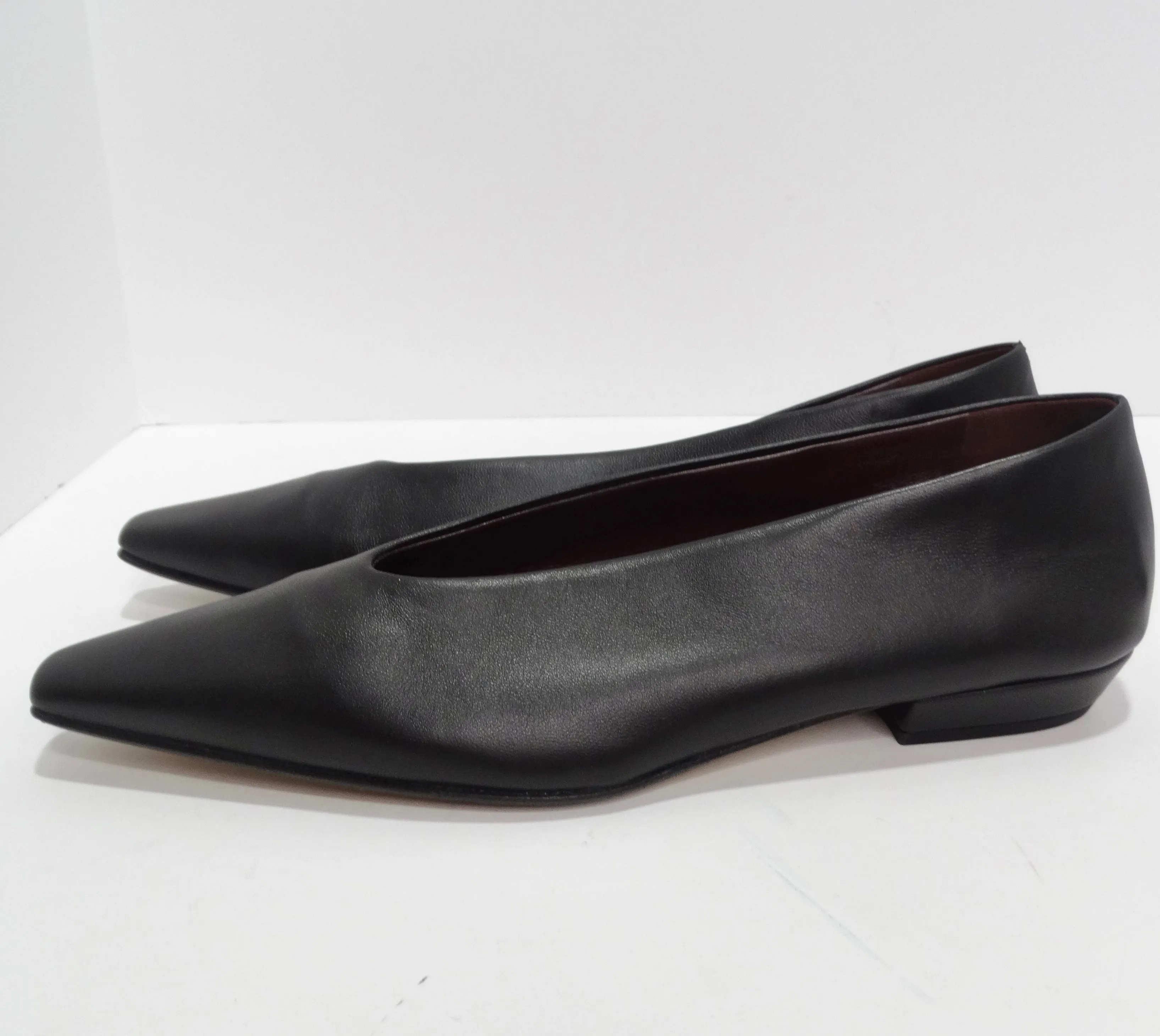 Bottega Veneta Almond Black Leather Flats