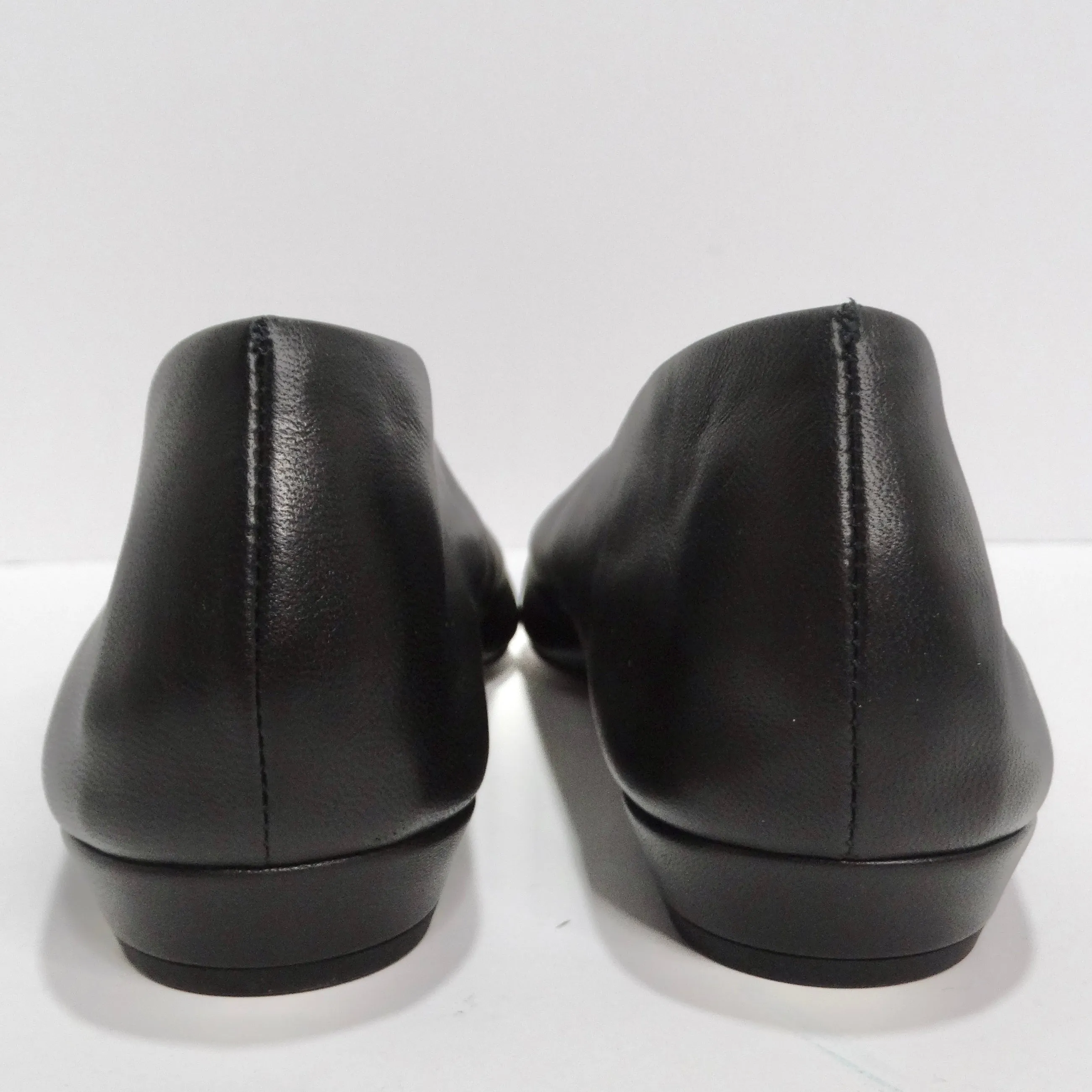 Bottega Veneta Almond Black Leather Flats