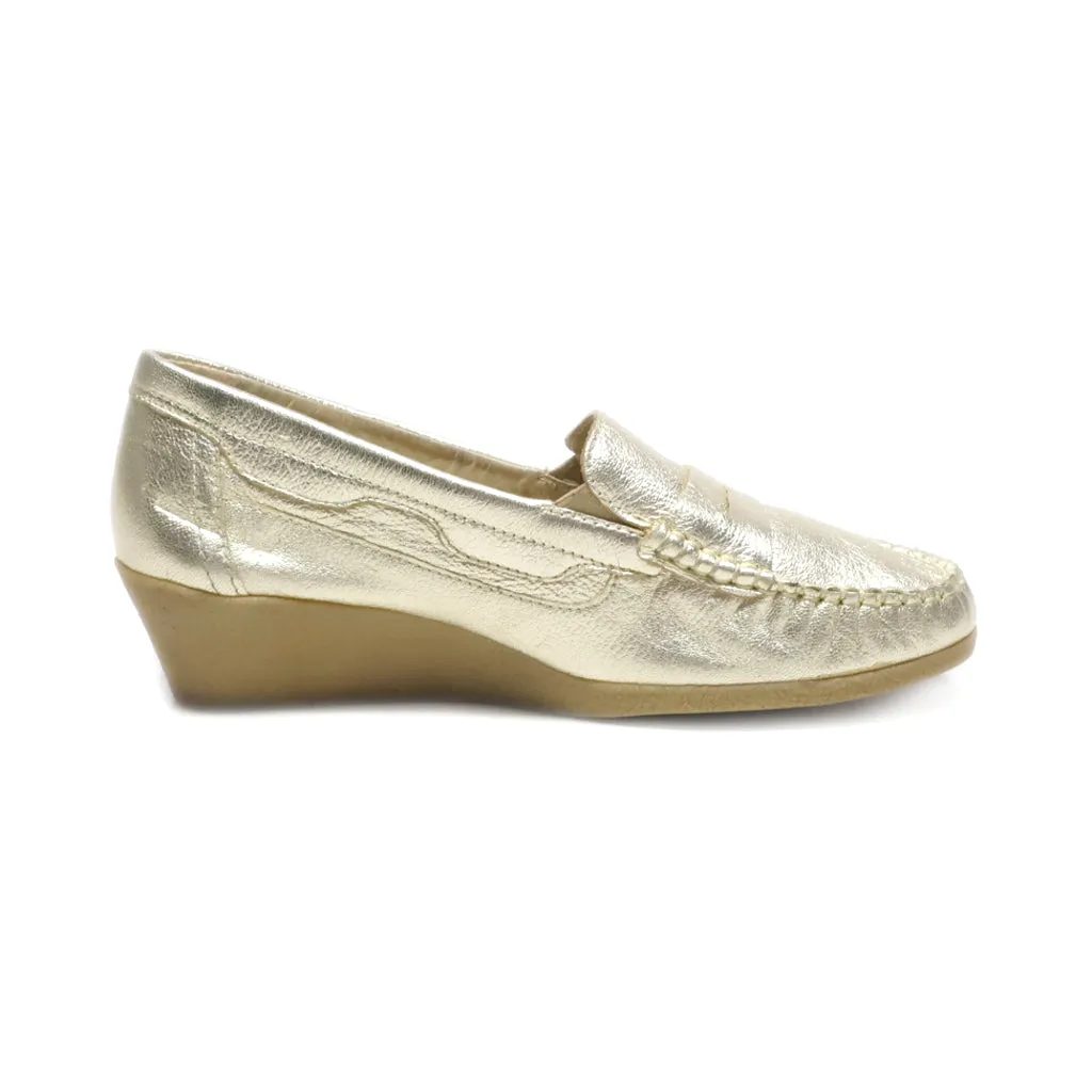 Caprice Loafers Leather Gold Colour For Women