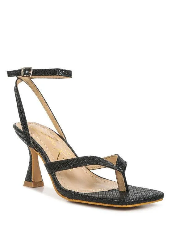 Celty Ankle Strap Spool Heel Thong Sandals