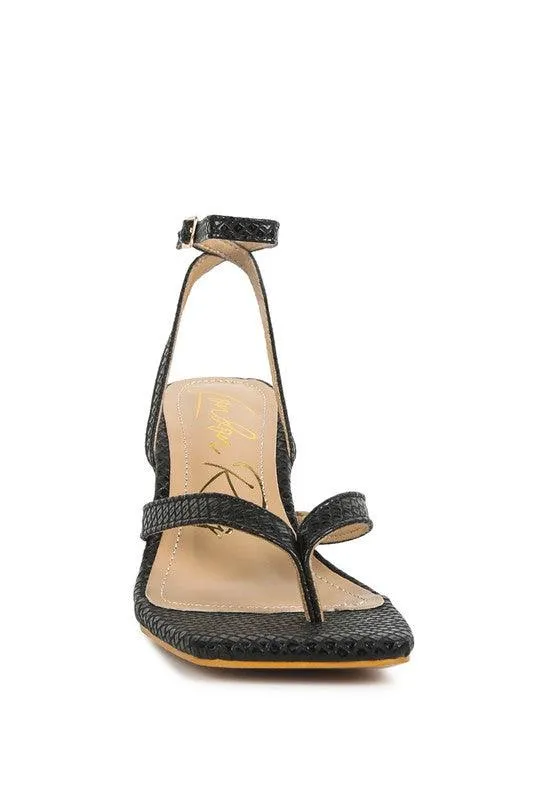 Celty Ankle Strap Spool Heel Thong Sandals