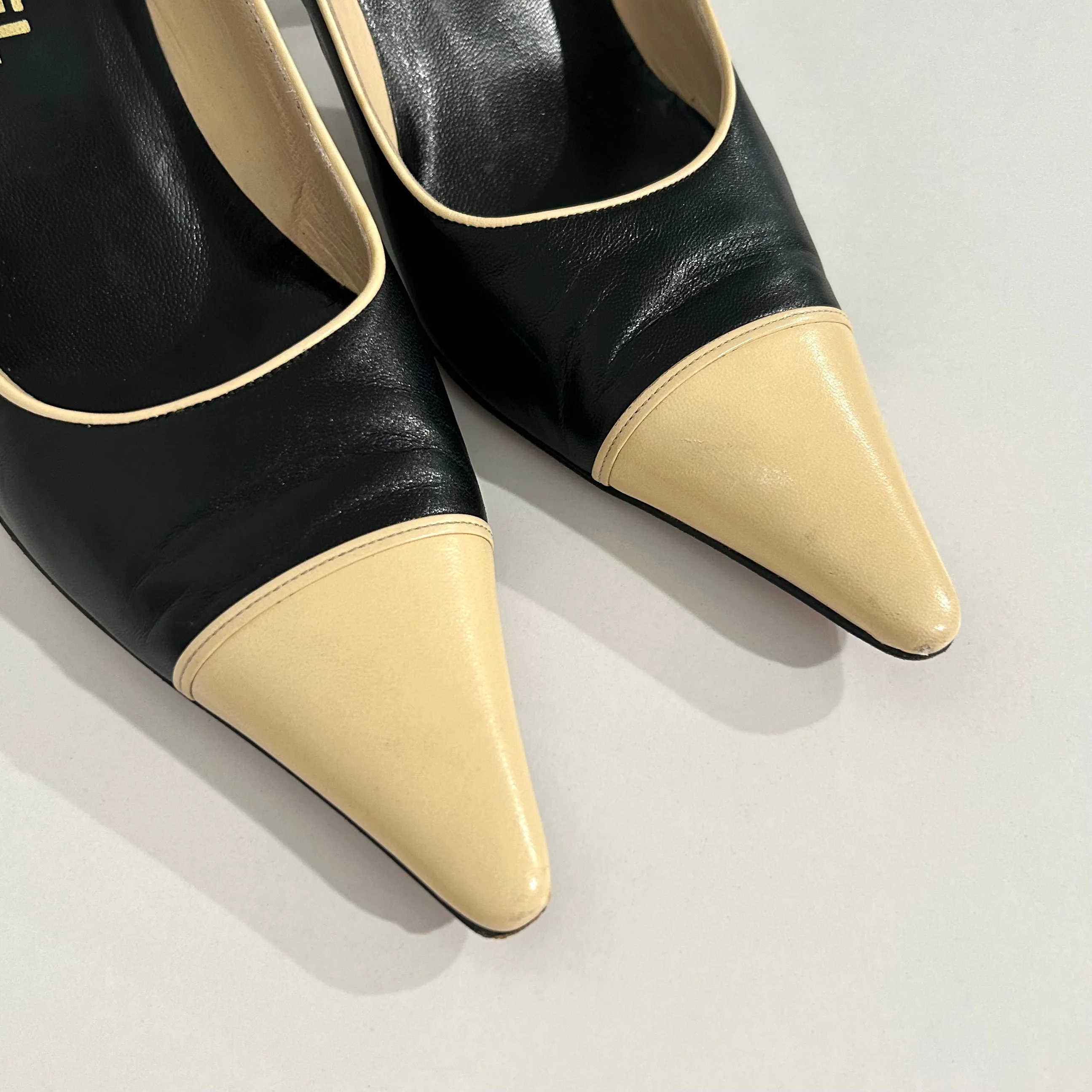 Chanel Black & Cream Cap Toe Heels