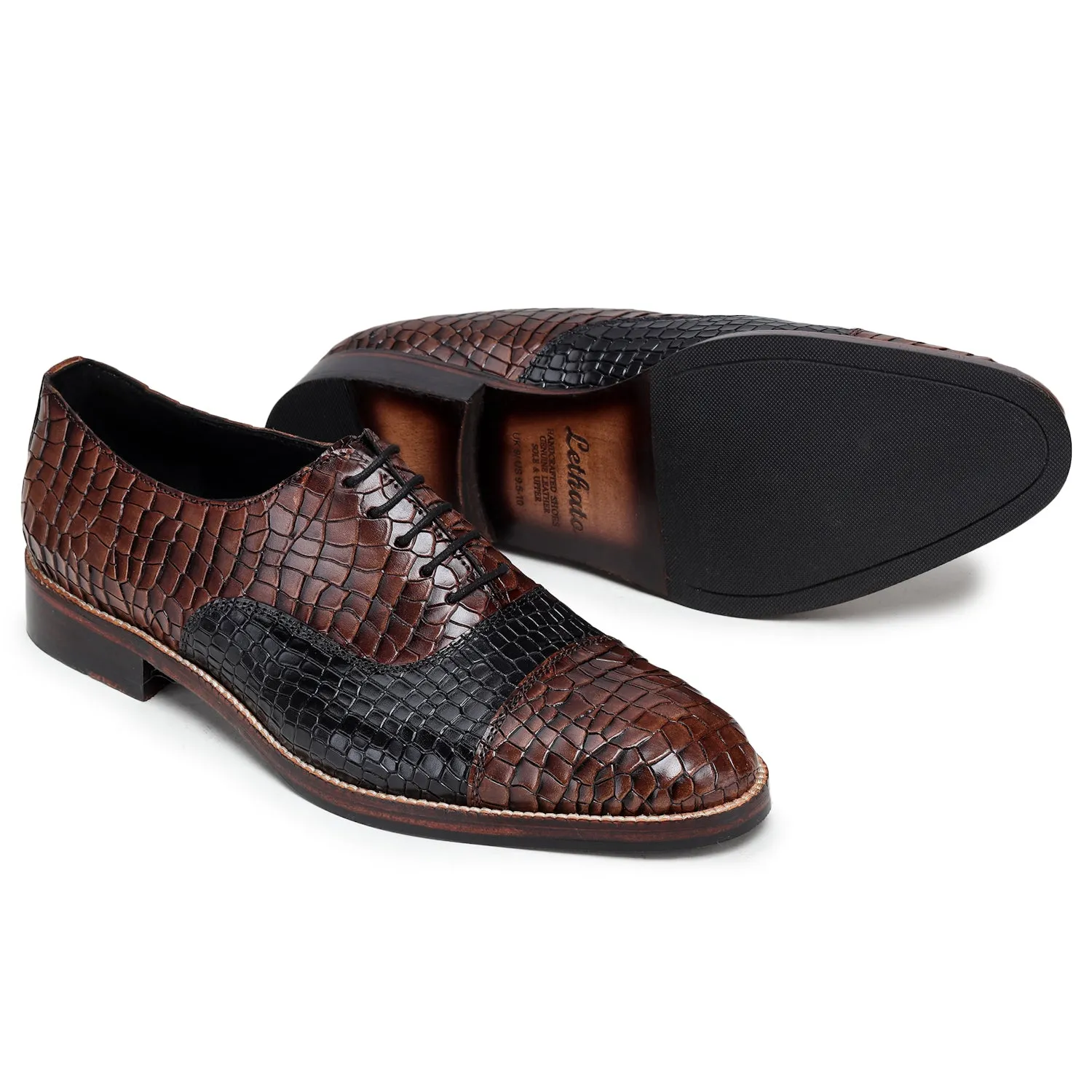 Classic Captoe Oxford- Croc Brown