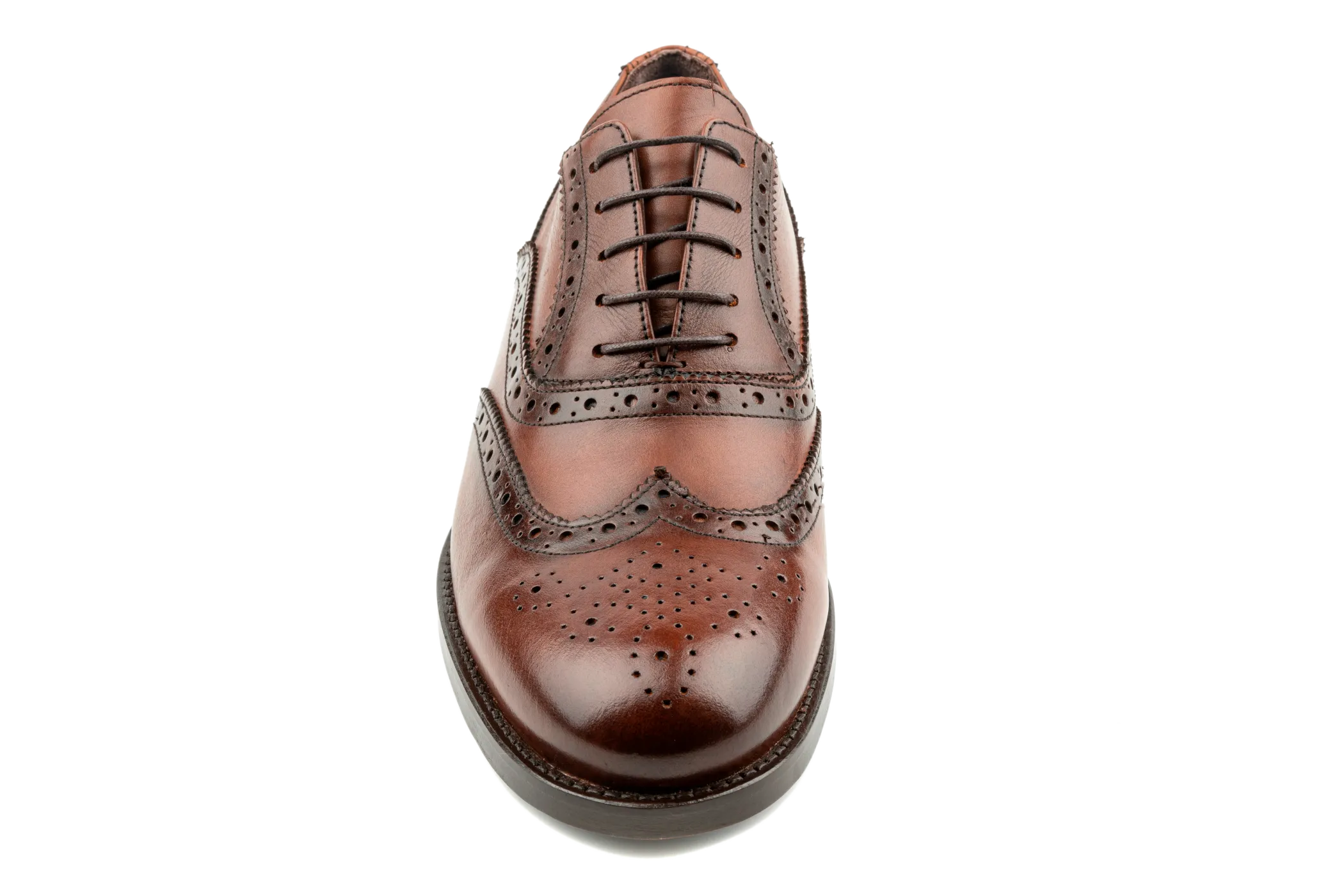 Debbano Gui Oxford Shoes, Top Grain Tan Leather Oxfords for Men, Luxury, Men's Oxford Dress Shoes, Wingtip Shoes with Full Brogue Details , Tan Oxford Shoes