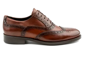 Debbano Gui Oxford Shoes, Top Grain Tan Leather Oxfords for Men, Luxury, Men's Oxford Dress Shoes, Wingtip Shoes with Full Brogue Details , Tan Oxford Shoes