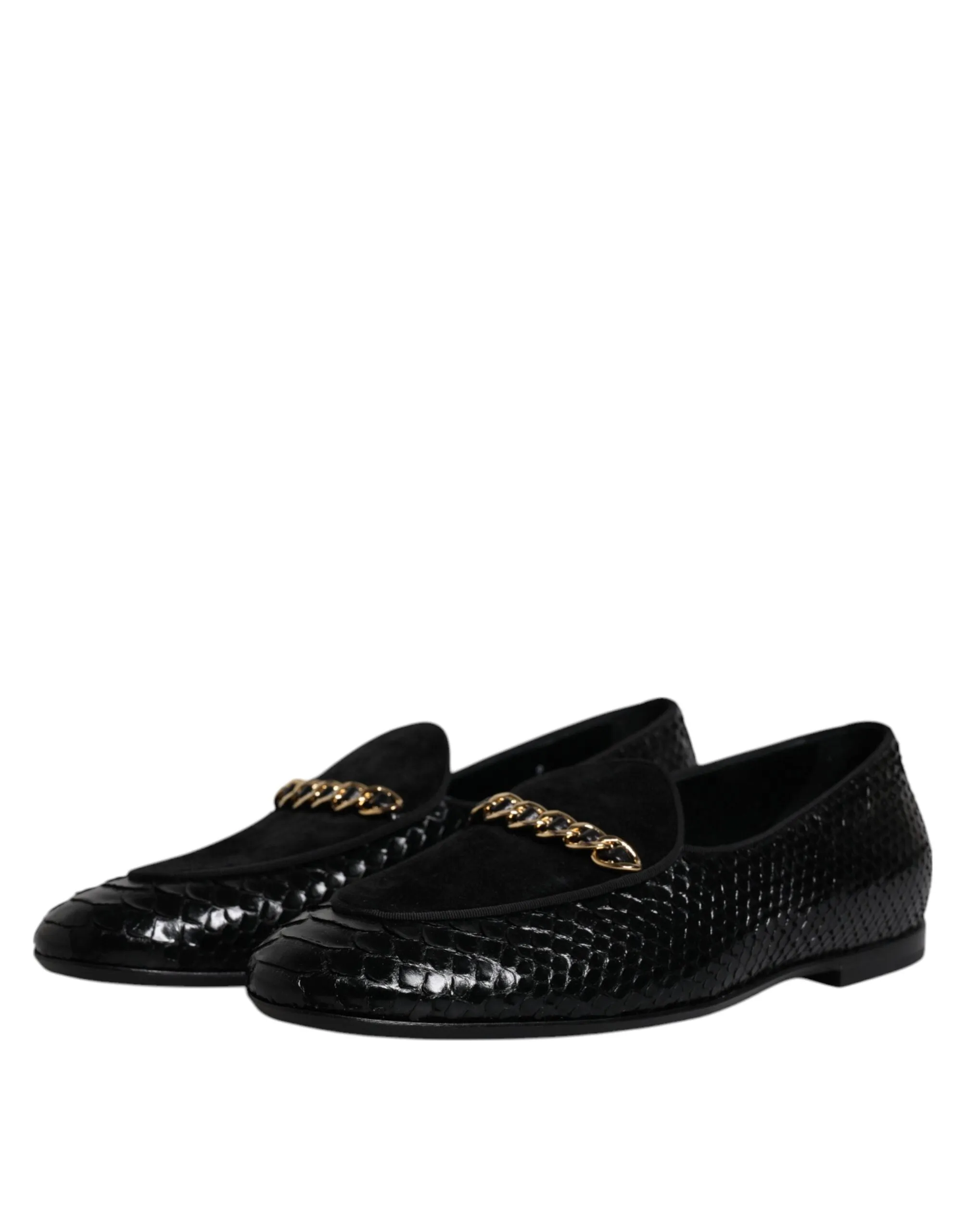 Dolce & Gabbana Black Exotic Leather Loafers Men Dress Shoes