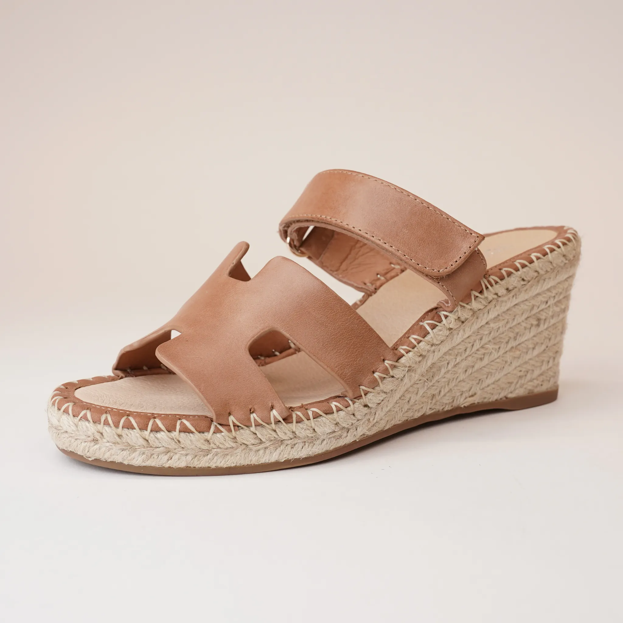 Goran Tan Leather Espadrille Wedges