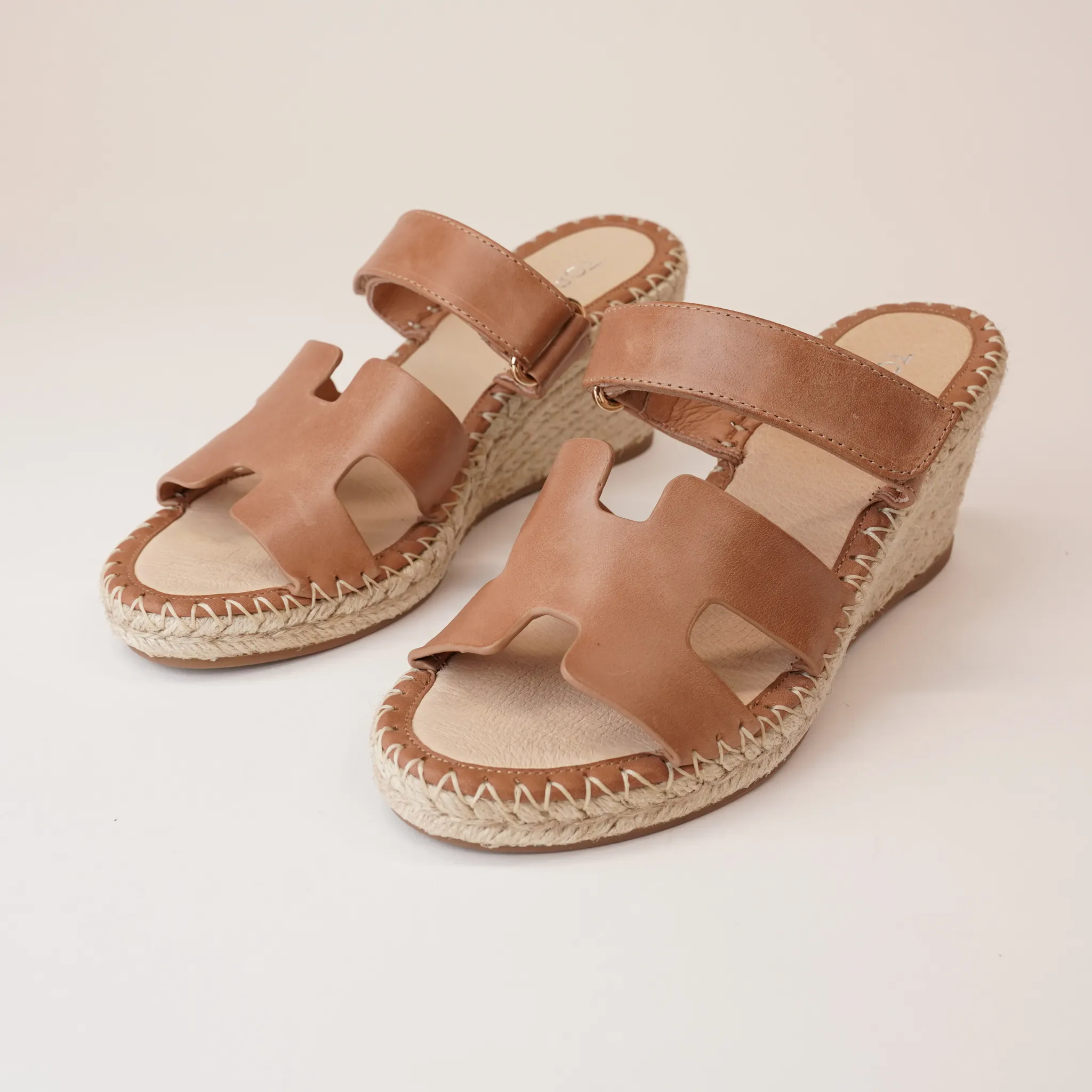 Goran Tan Leather Espadrille Wedges