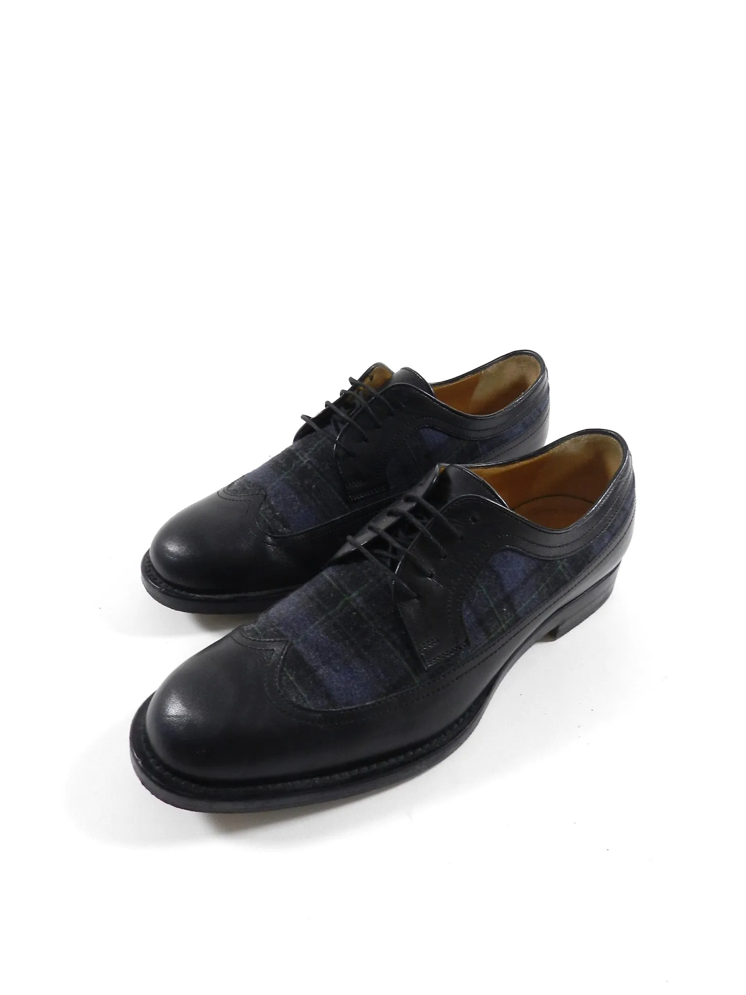 Gucci Black and Navy Tartan Oxford Shoes - 10