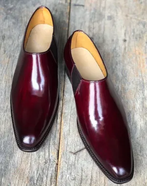 Handmade Men's Burgundy Leather Loafers, Men Designer Dress Formal Luxury Party Shoes