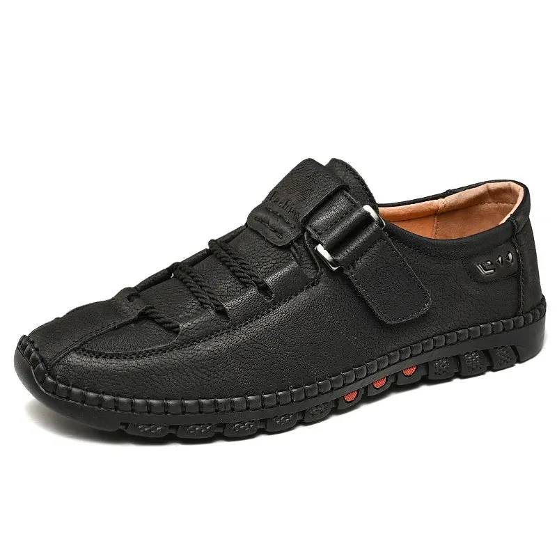 Handmade Men's Leather Loafer Moccasins: Breathable Slip-On Boat Shoes