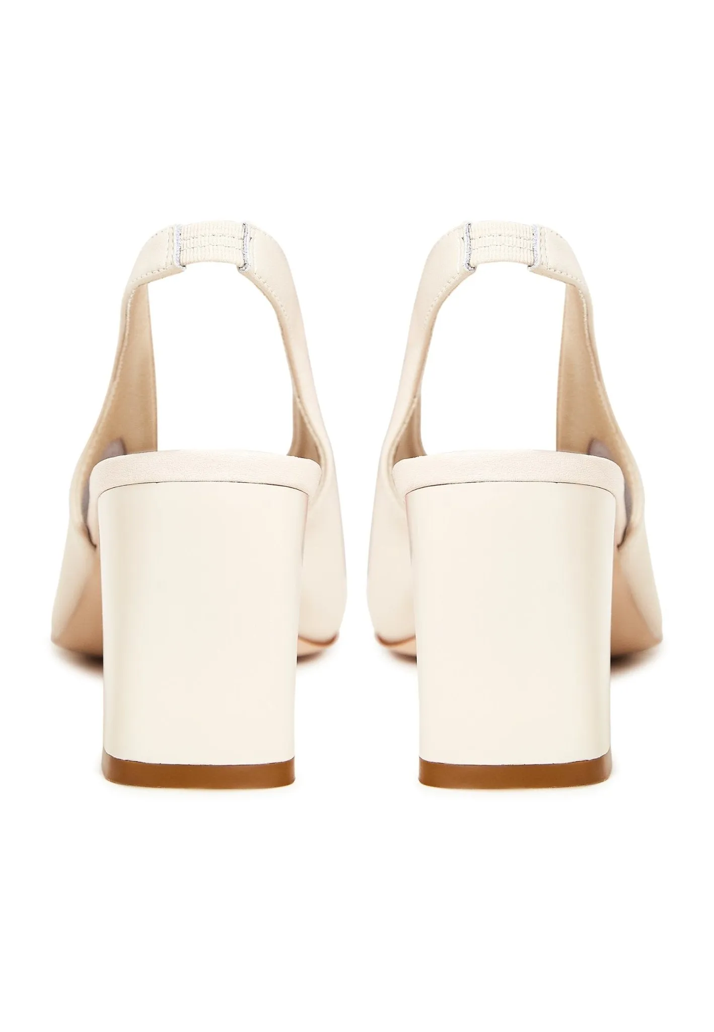 Leather Classic Block Heel Sandals - Beige