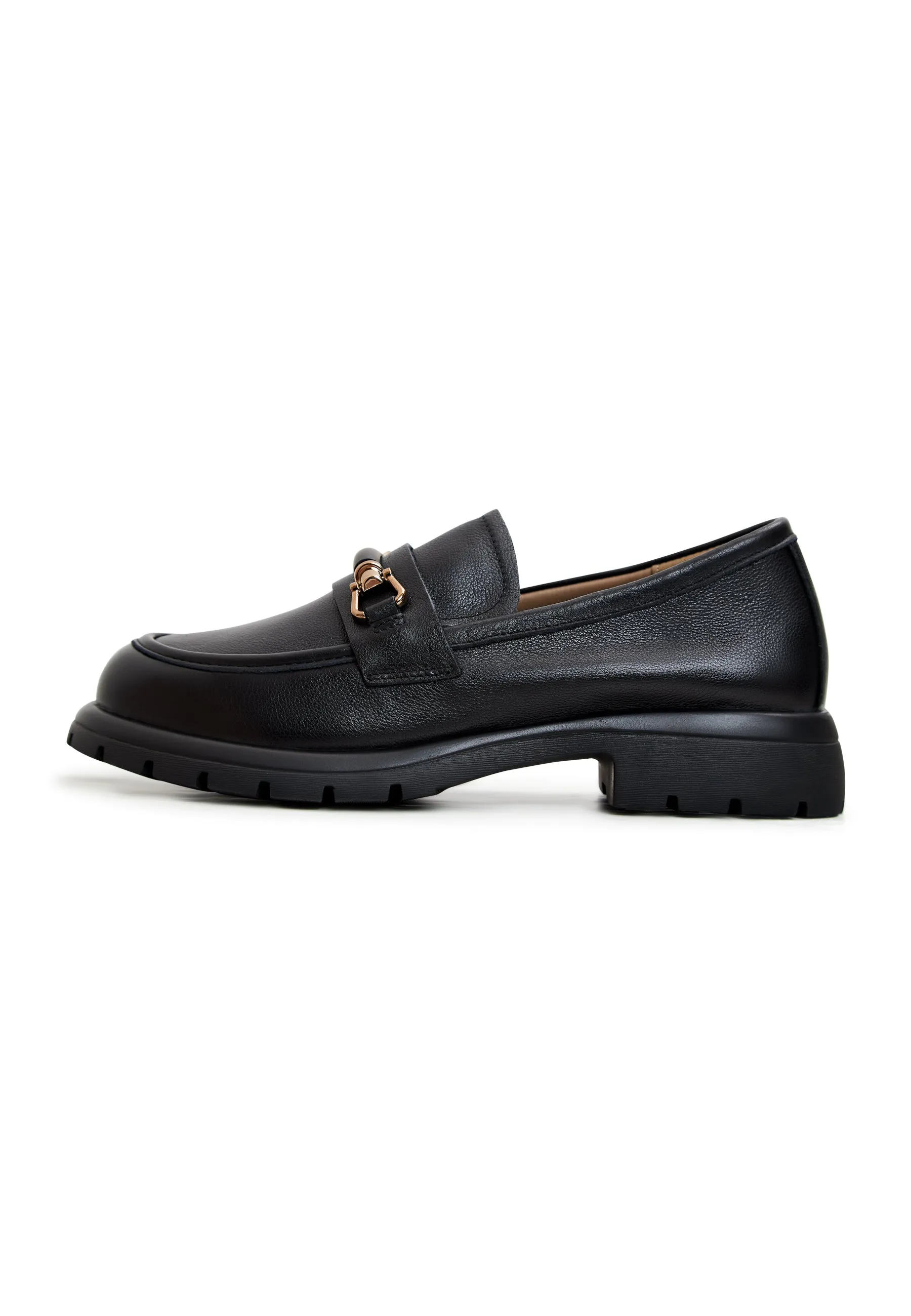 Leather Platform Loafers - Black