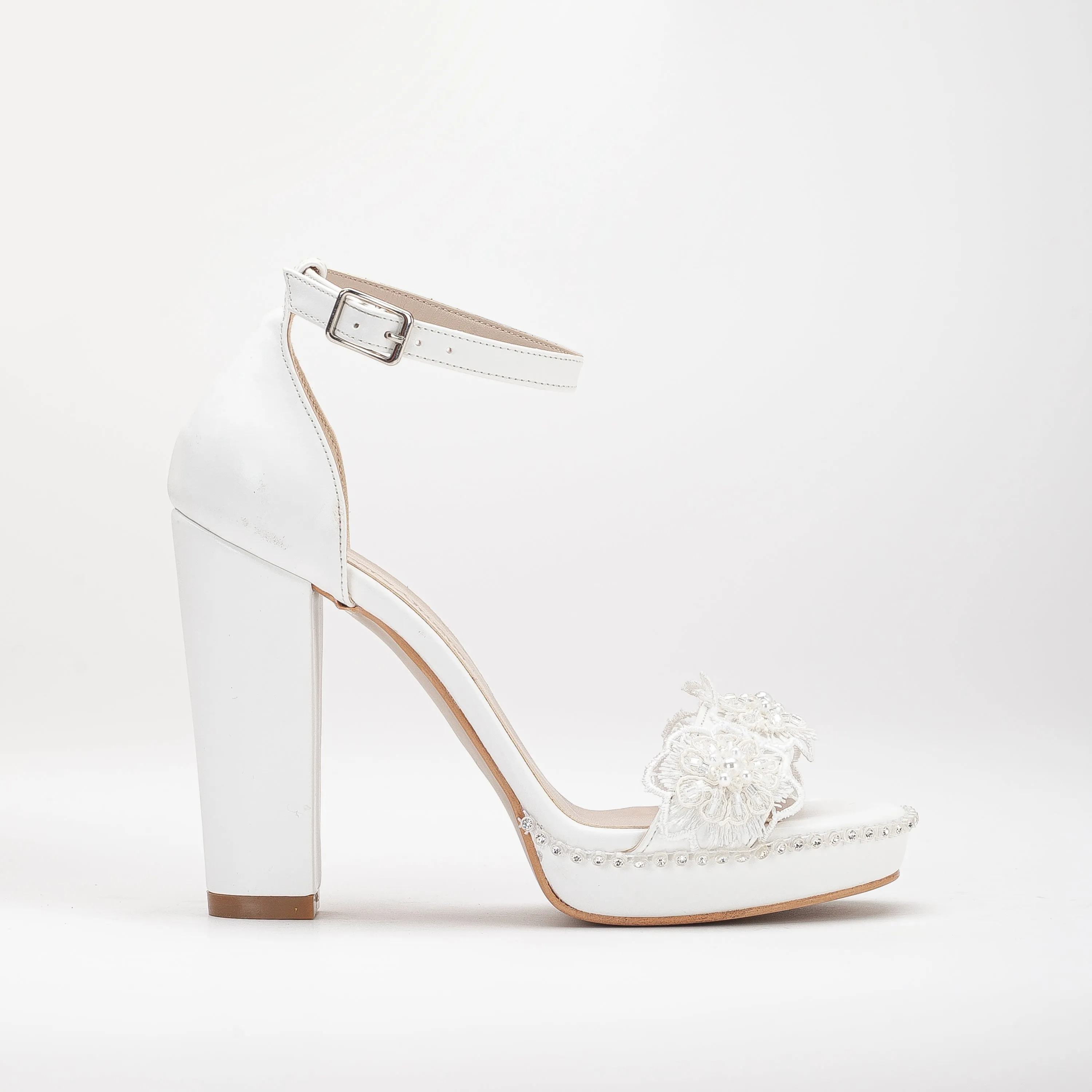 Leonor - Floral Lace Platform Wedding Sandals