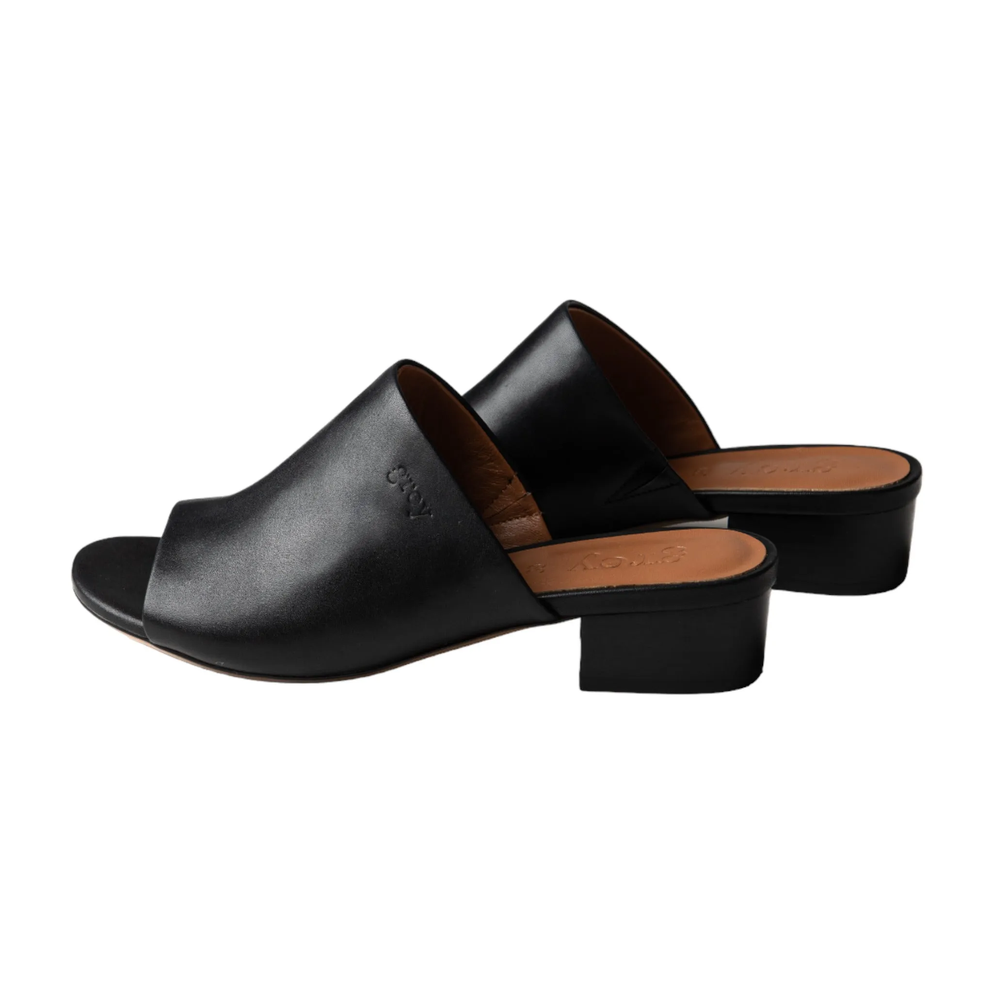 Low Heeled Mule Sandals (Odette Black)