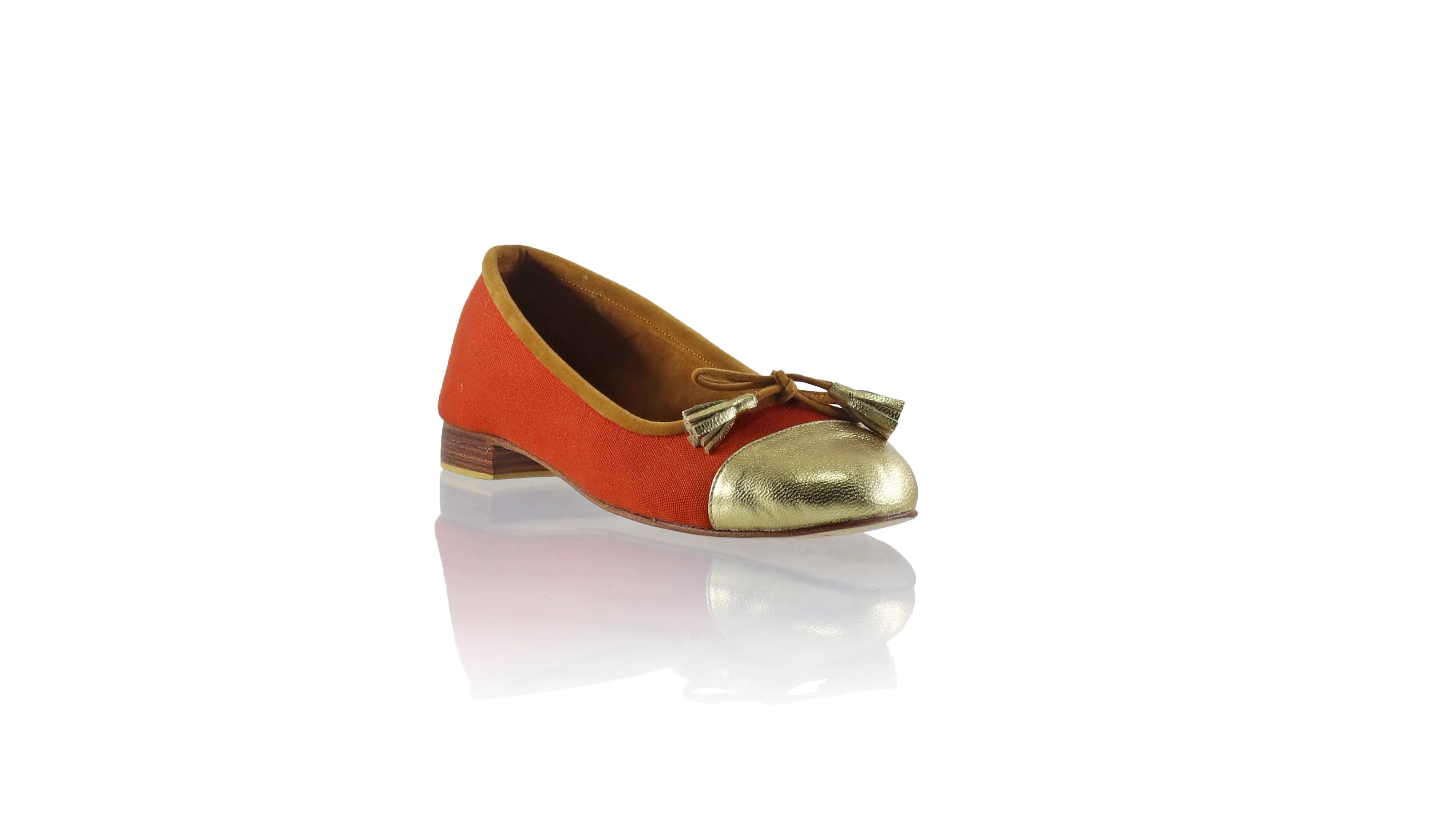 Marie 20mm Ballet -  Burnt Orange Canvas & Gold Leather