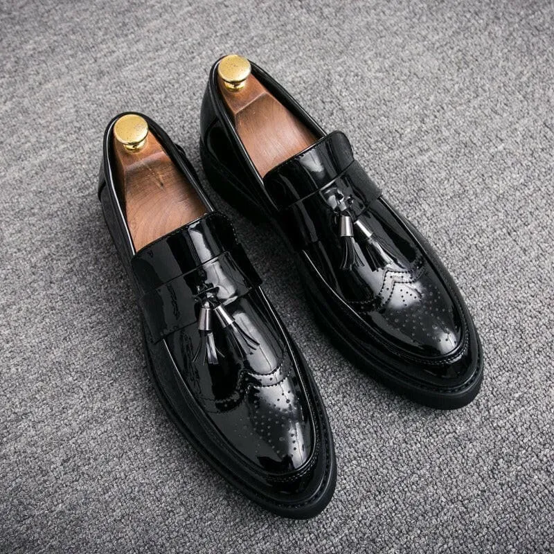 Men's British Style Casual Faux Leather Brogue Loafer Shoes