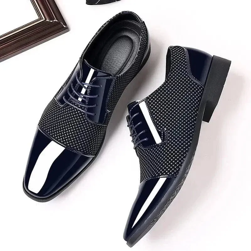 Men's Classic Shiny Vegan Leather Oxford Shoes | Eco-Friendly Materials for All Seasons