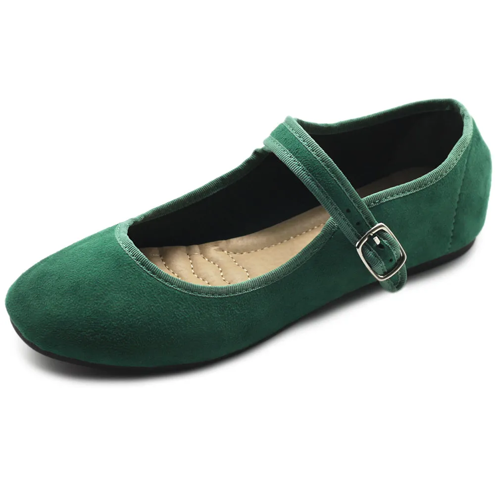 Ollio Women's Shoes Faux Suede Casual Mary Jane Light Ballet Flats ZY00F56-SU