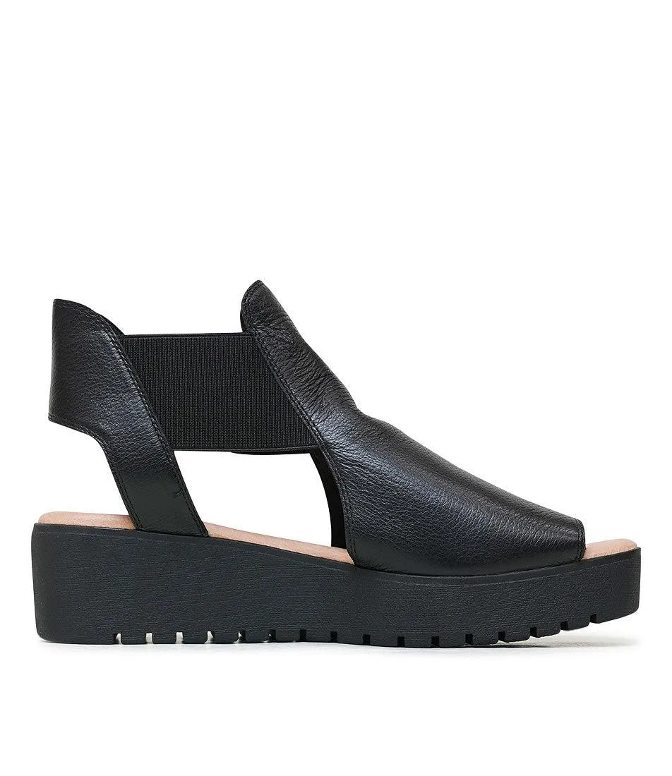 Ozie Black Leather Sandals