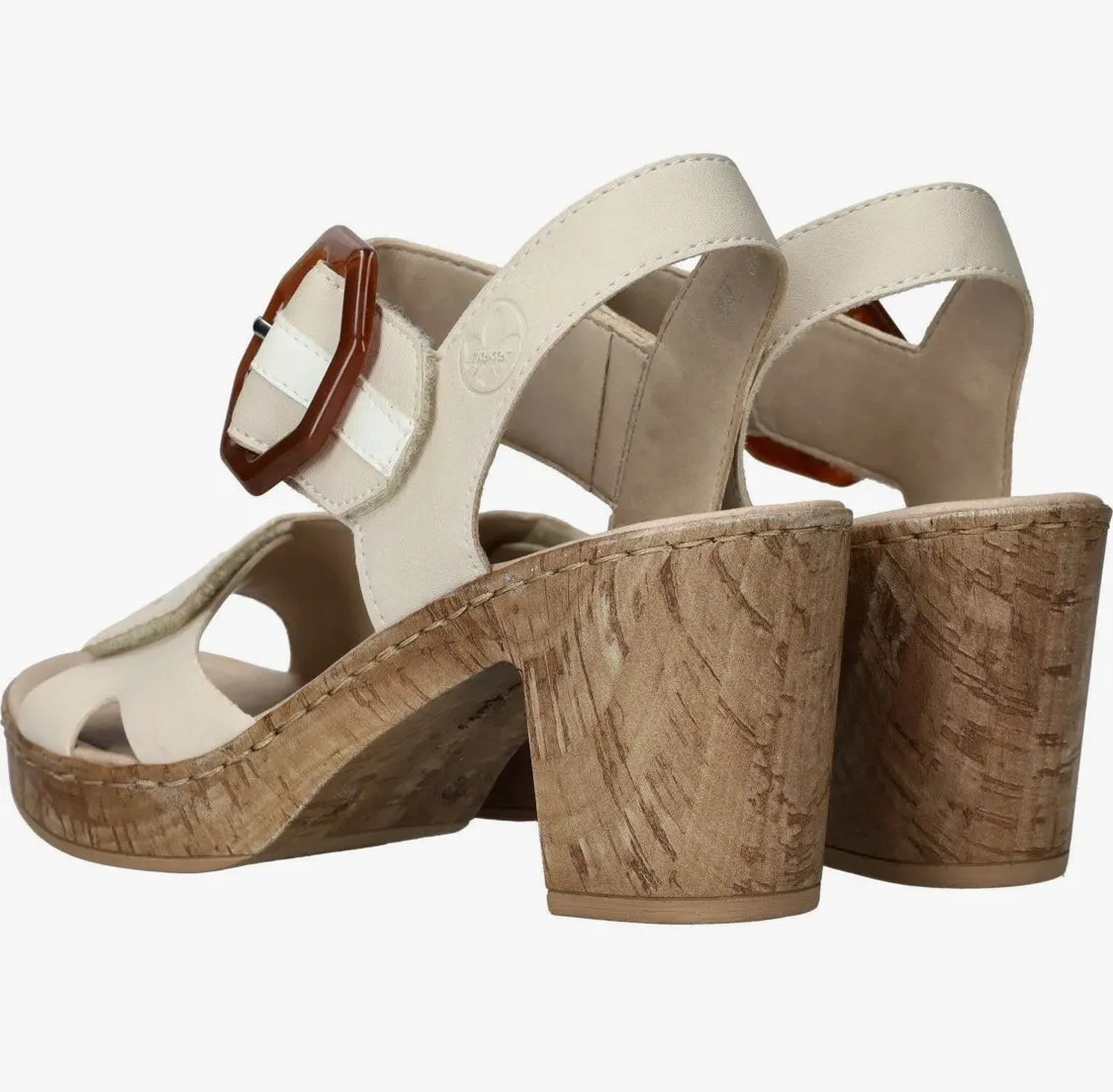 Rieker 66876-60 Alabama Light Beige Block Heel Sandals