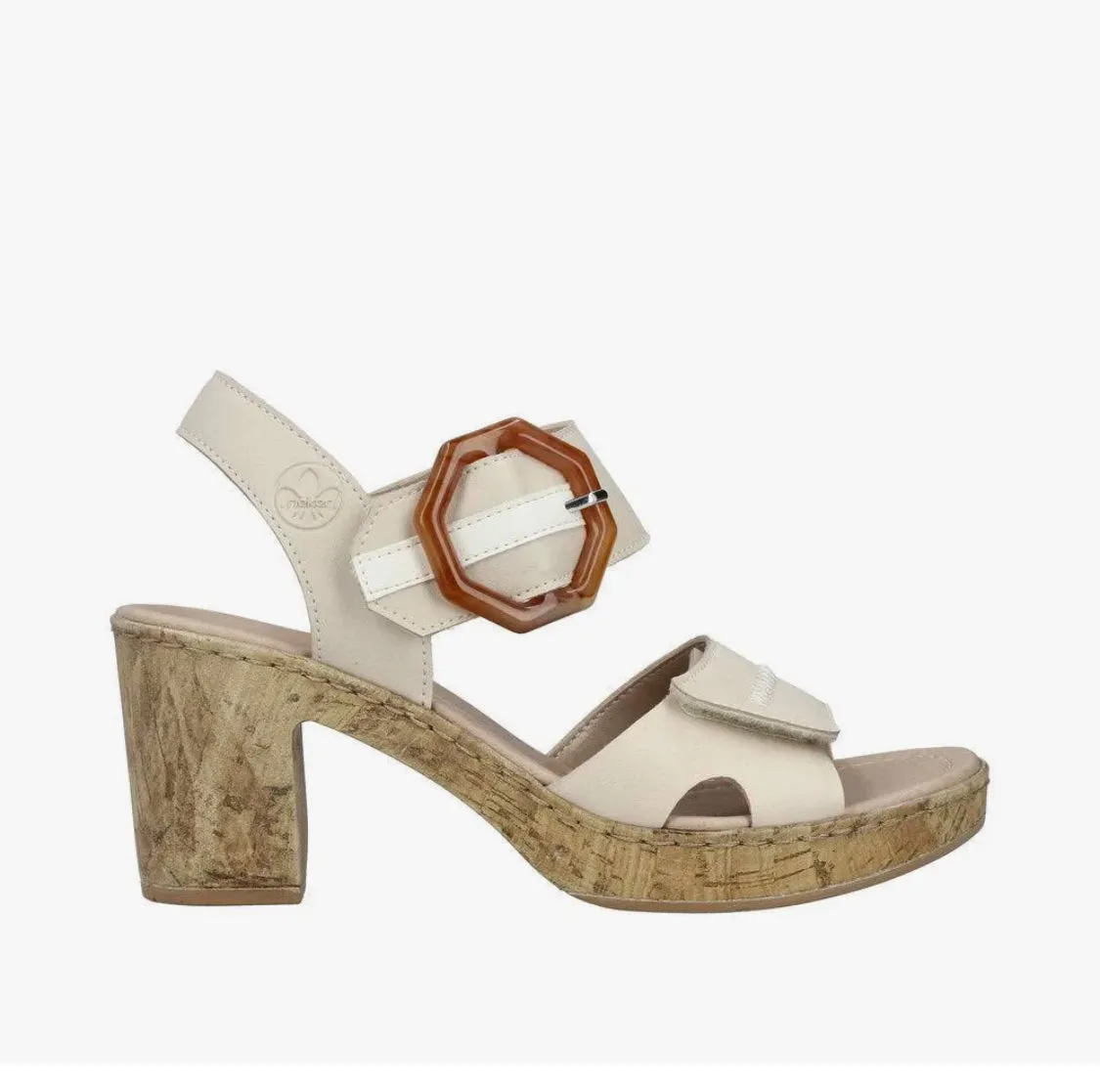 Rieker 66876-60 Alabama Light Beige Block Heel Sandals