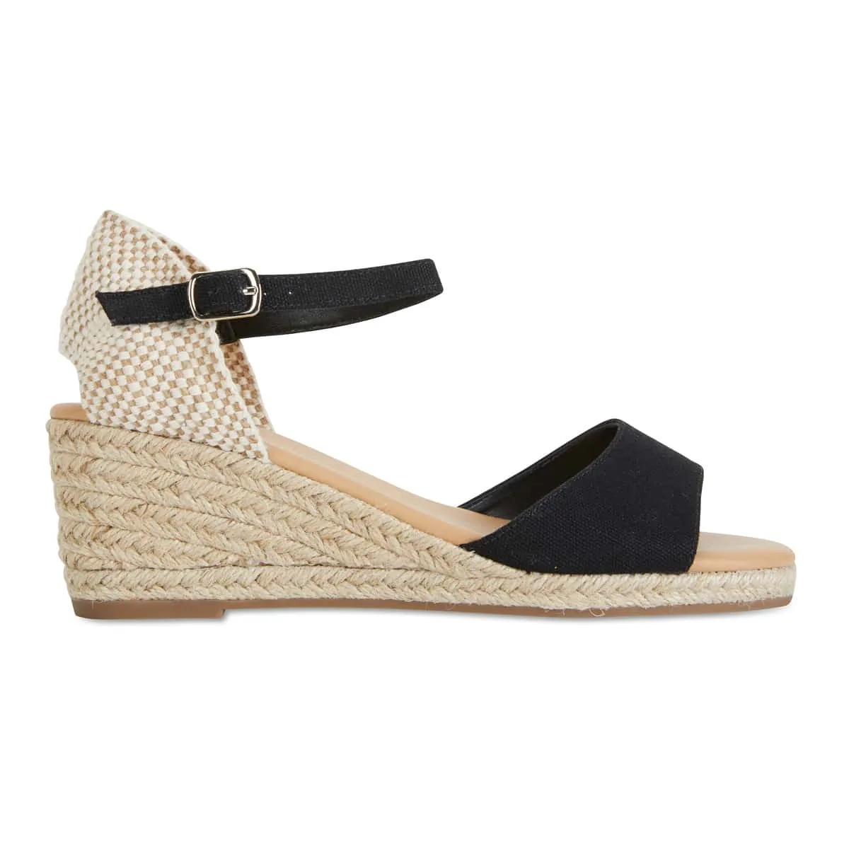 Safari Espadrille in Black Fabric