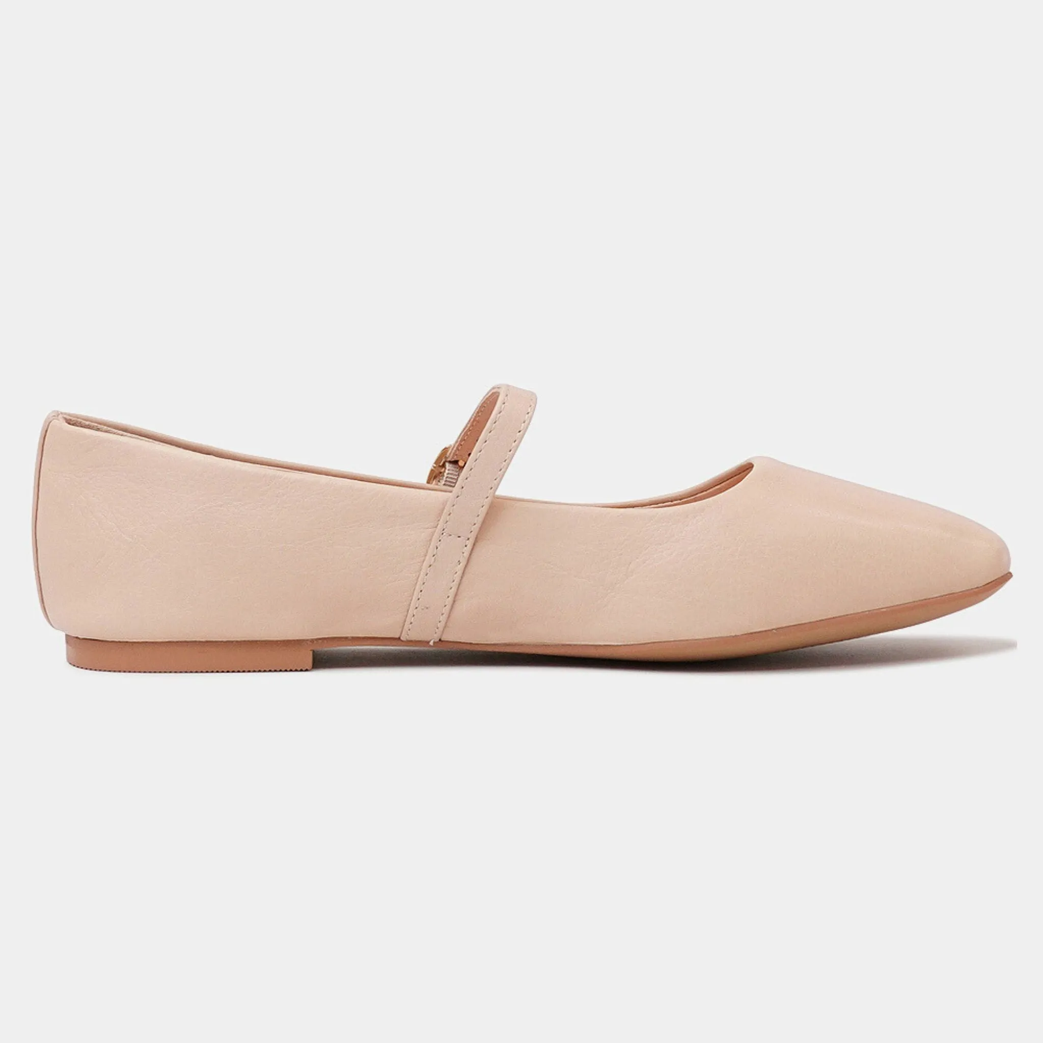 Tokena Nude Leather Ballet Flats