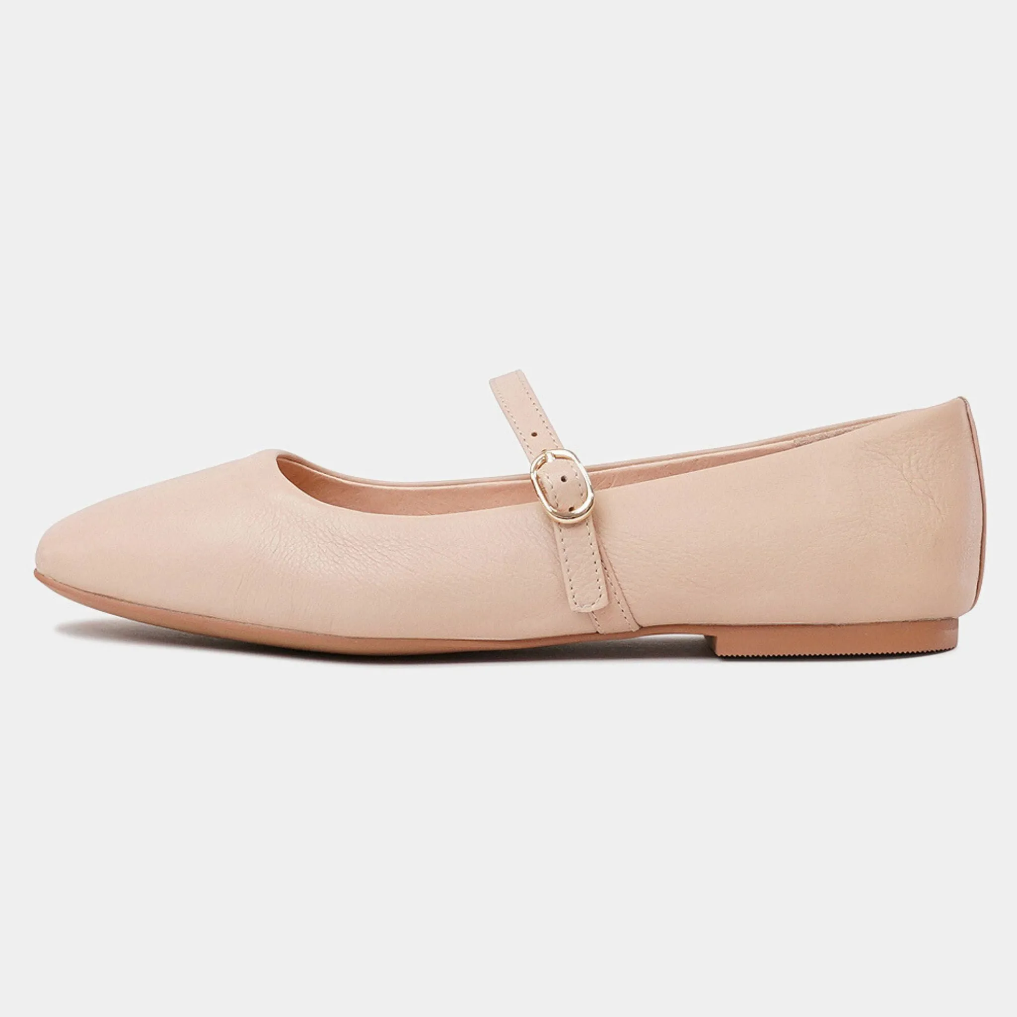 Tokena Nude Leather Ballet Flats