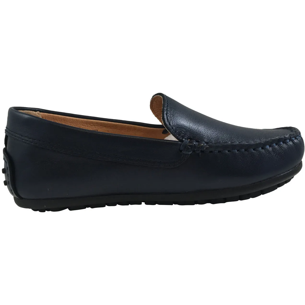 Umi Boy's Saul Leather Classic Slip On Oxford Loafer Shoes Navy