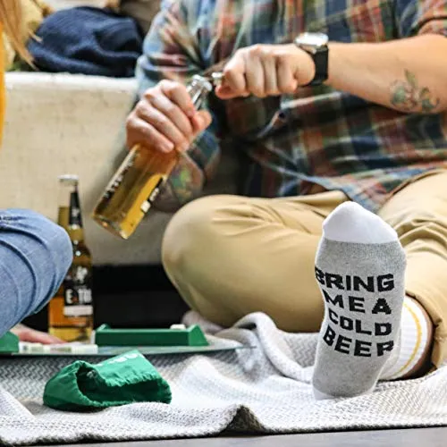 VINAKAS BEER GIFTS FOR MEN - Funny Socks If You Can Read This Bring Me a Cold Beer. Funny Gift for Dad. Quality Cotton Dad Socks or Gifts for Beer Lovers. Beer Gifts for Dad