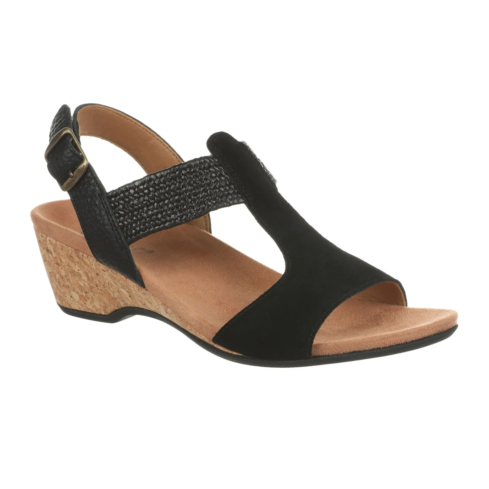 Vionic Kaytie Wedge Sandal (Women) - Black Suede