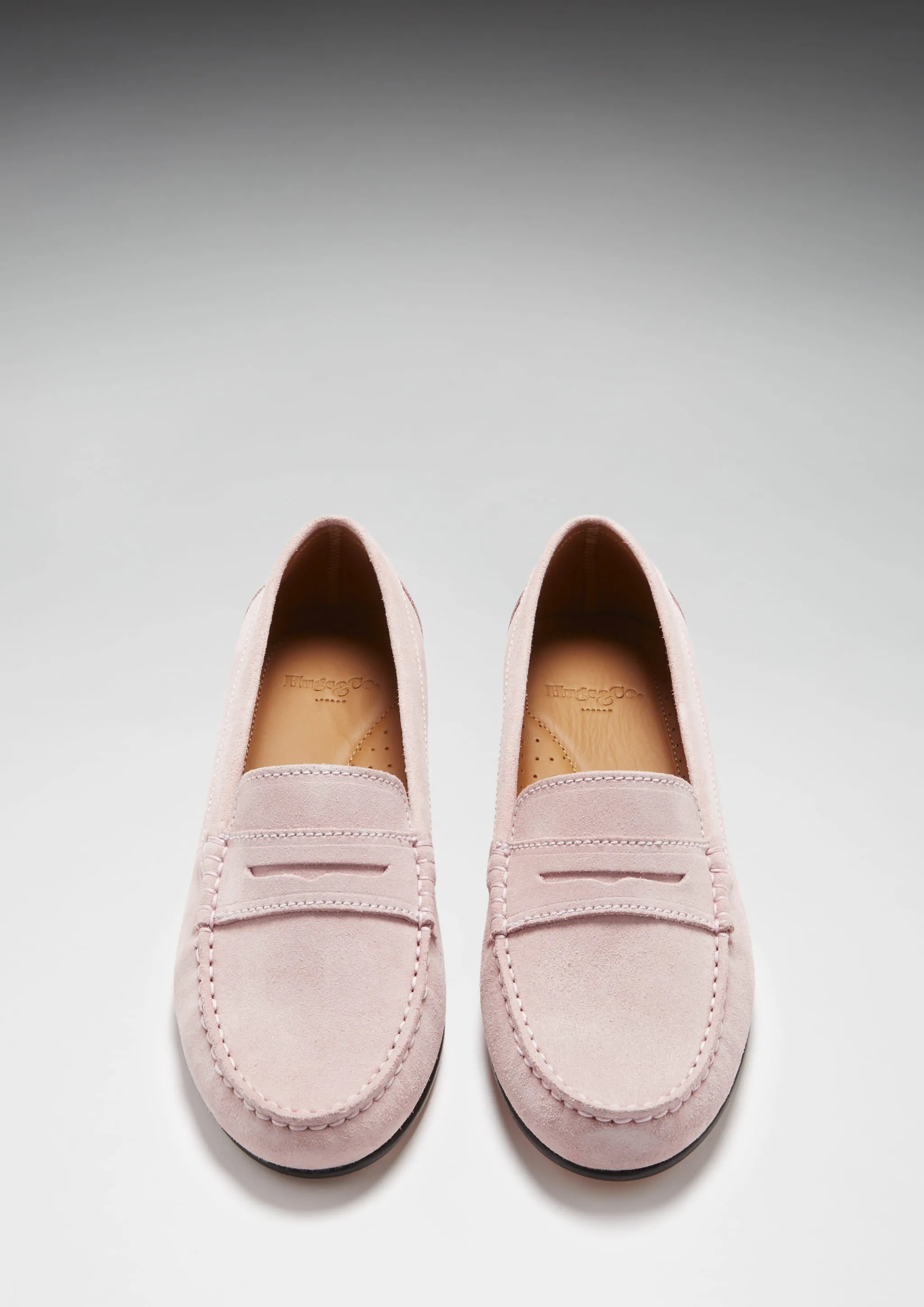 Women's Penny Loafers Leather Sole, ice pink suede